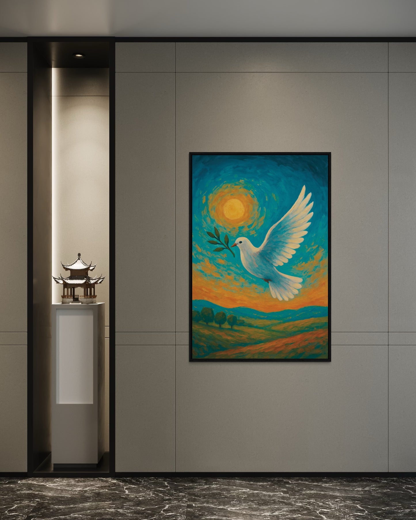 Peace Dove Printable Wall Art | Inspirational Sky & Sun Decor | 2:3 Ratio Digital Download