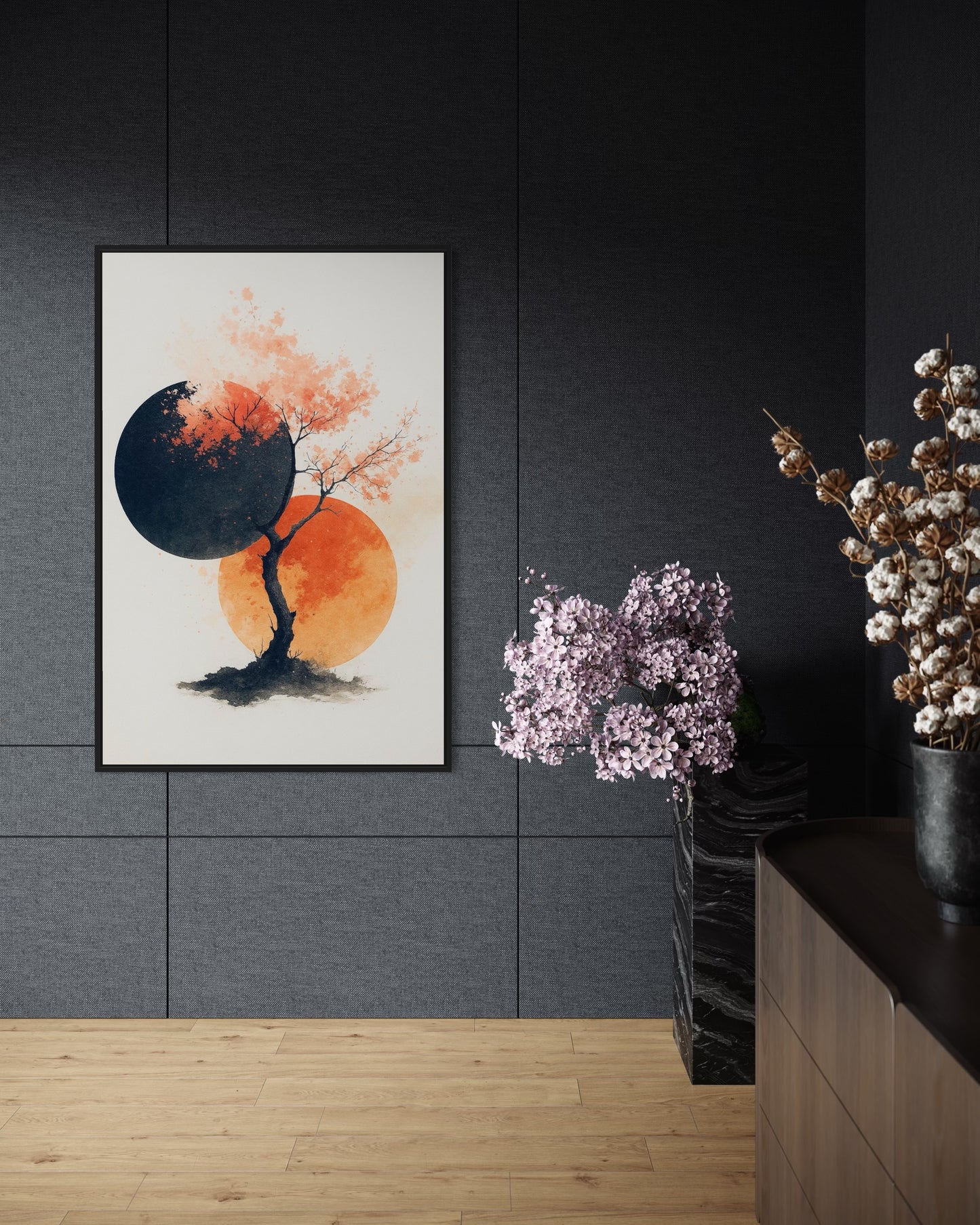Abstract Cherry Blossom Tree | Modern Japanese Style Wall Art | 2:3 Digital Print PDF