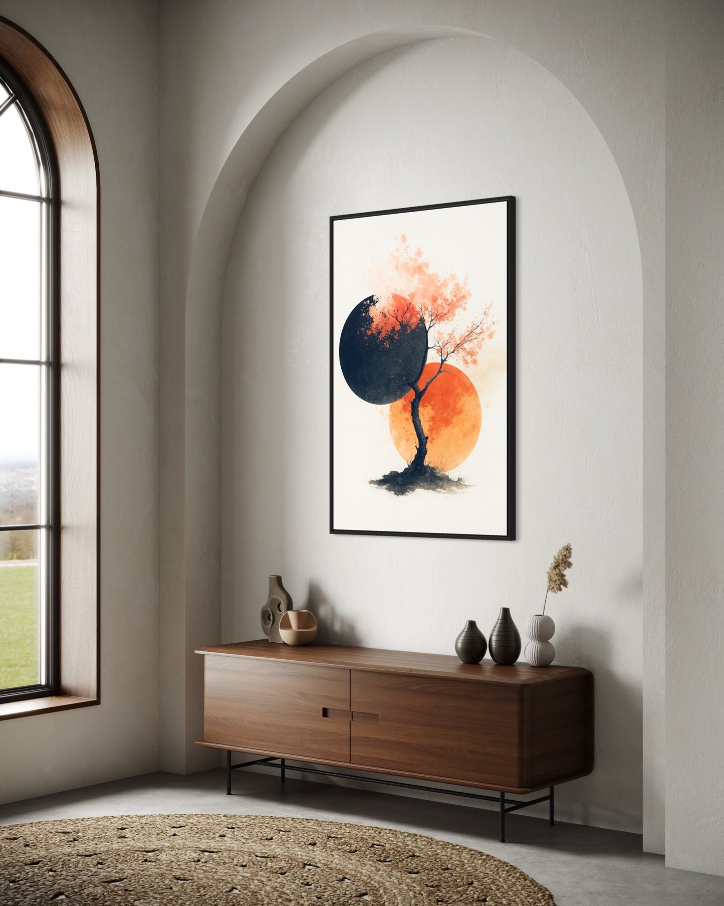Abstract Cherry Blossom Tree | Modern Japanese Style Wall Art | 2:3 Digital Print PDF
