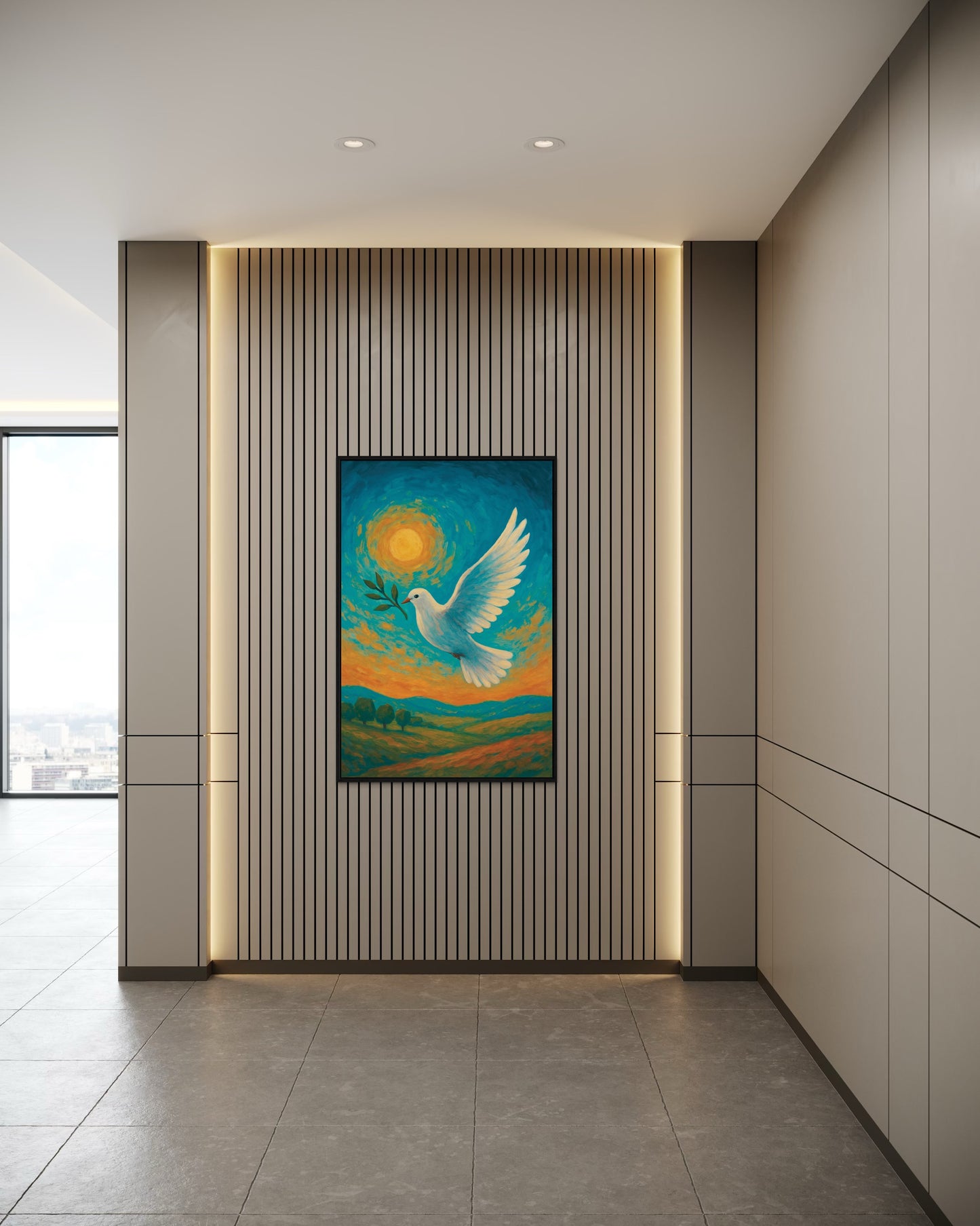 Peace Dove Printable Wall Art | Inspirational Sky & Sun Decor | 2:3 Ratio Digital Download