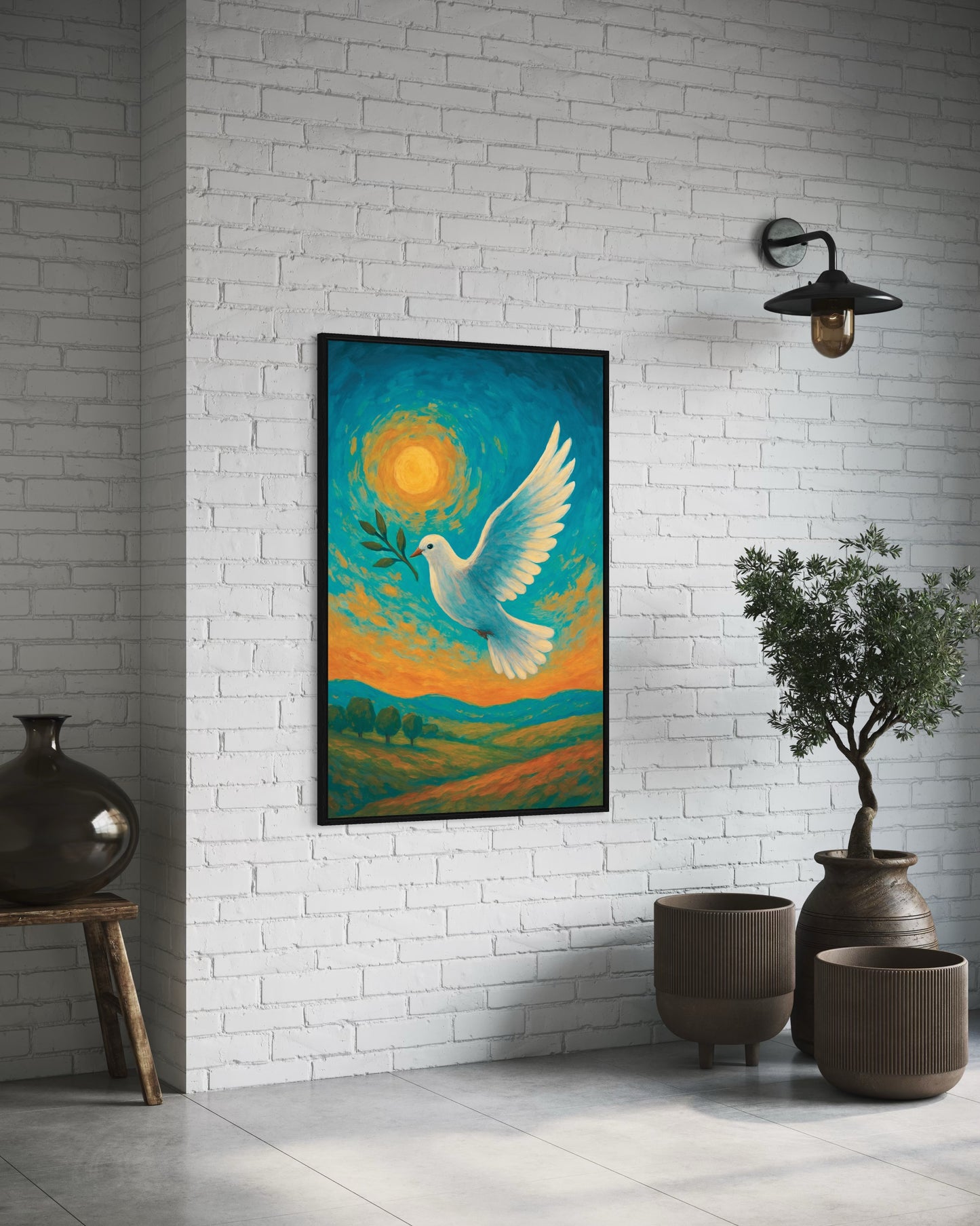 Peace Dove Printable Wall Art | Inspirational Sky & Sun Decor | 2:3 Ratio Digital Download