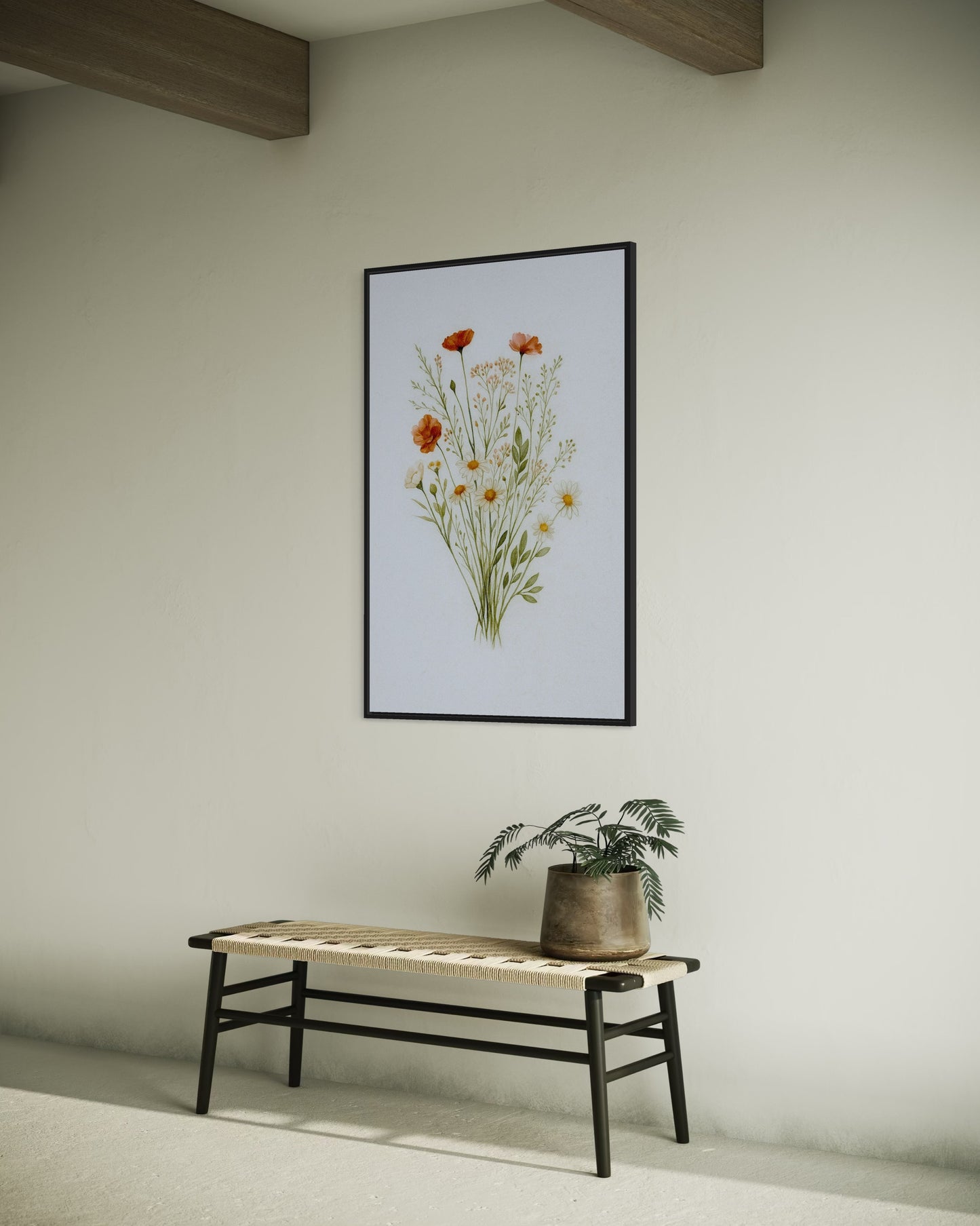 Wildflower Bouquet Printable Wall Art | Botanical Watercolor Digital Download | Minimalist Floral Home Decor