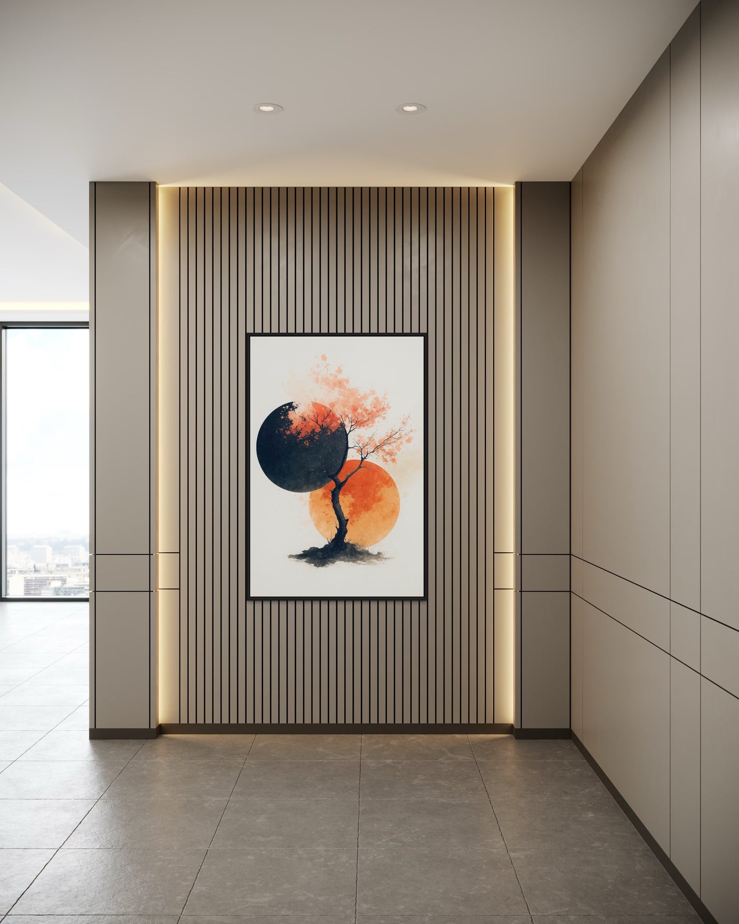 Abstract Cherry Blossom Tree | Modern Japanese Style Wall Art | 2:3 Digital Print PDF