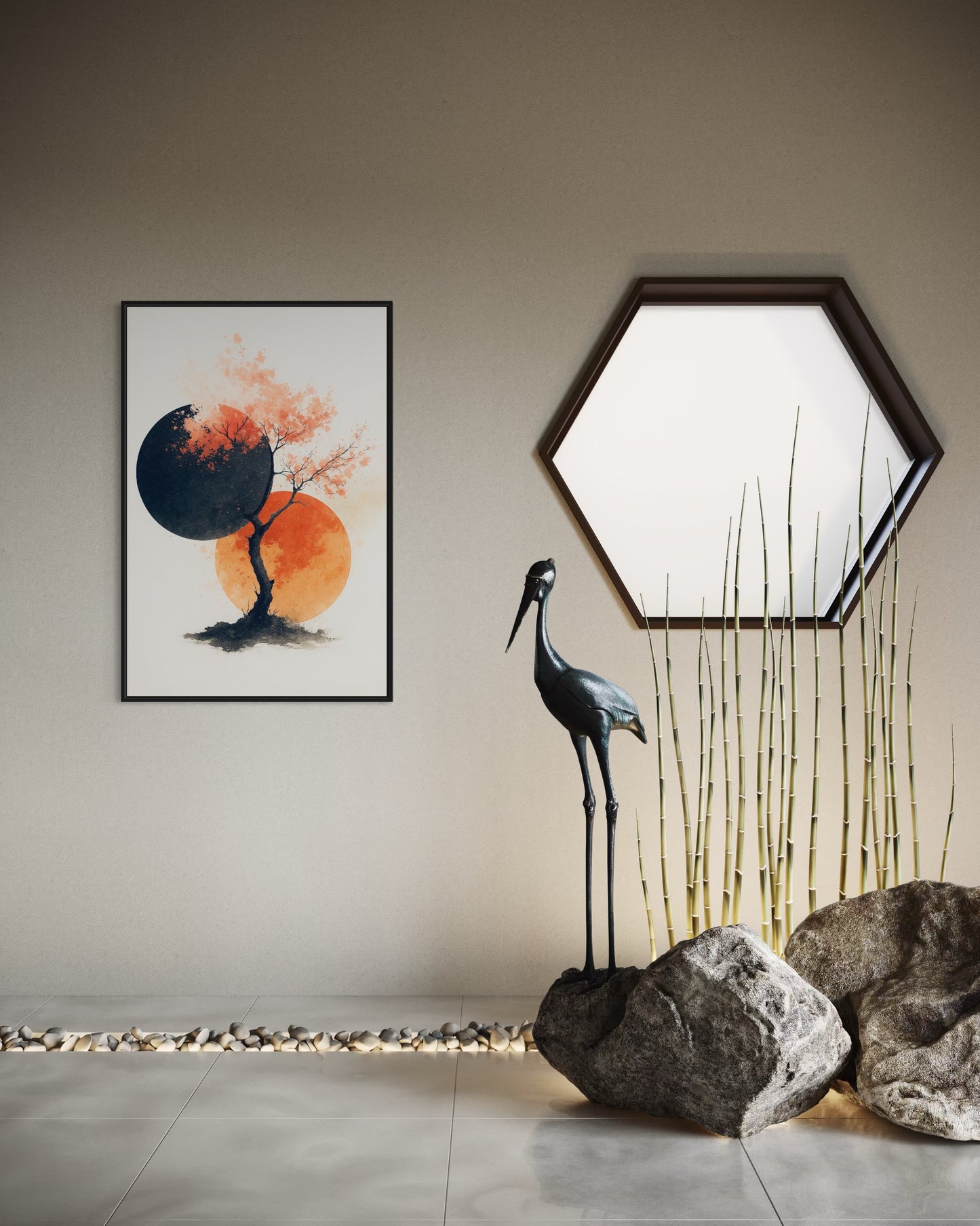 Abstract Cherry Blossom Tree | Modern Japanese Style Wall Art | 2:3 Digital Print PDF