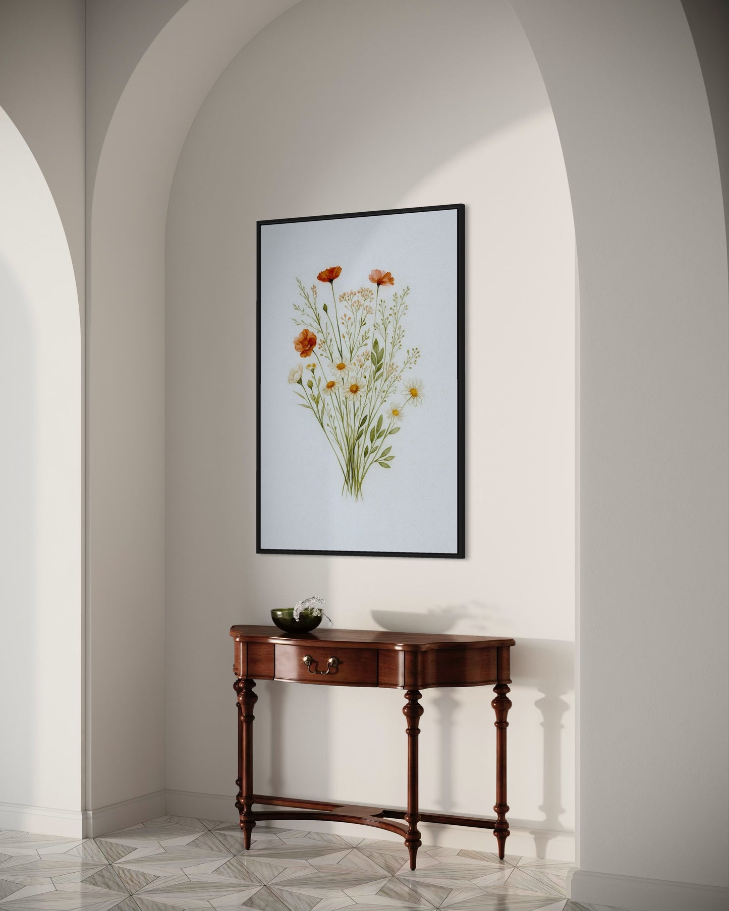 Wildflower Bouquet Printable Wall Art | Botanical Watercolor Digital Download | Minimalist Floral Home Decor