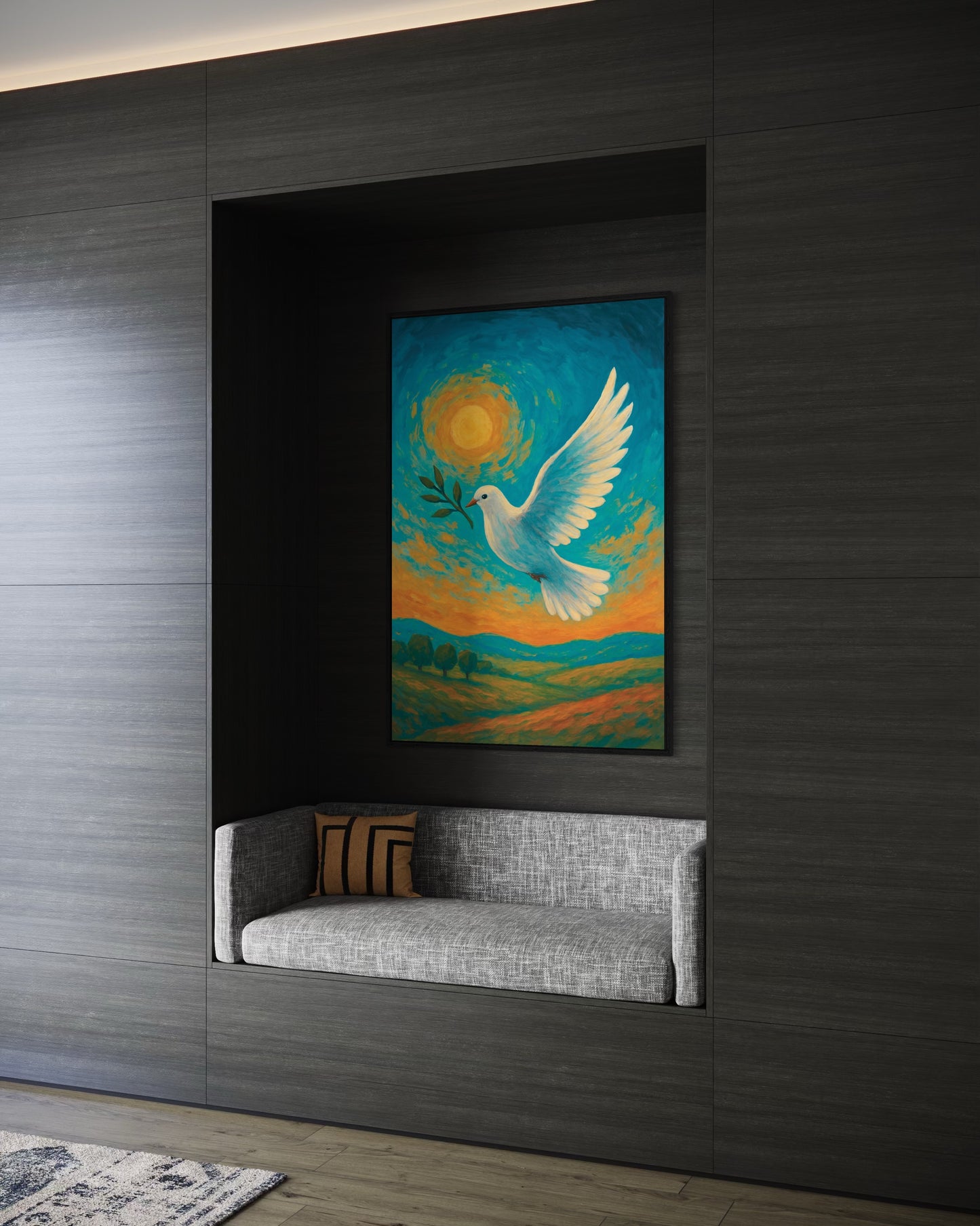 Peace Dove Printable Wall Art | Inspirational Sky & Sun Decor | 2:3 Ratio Digital Download