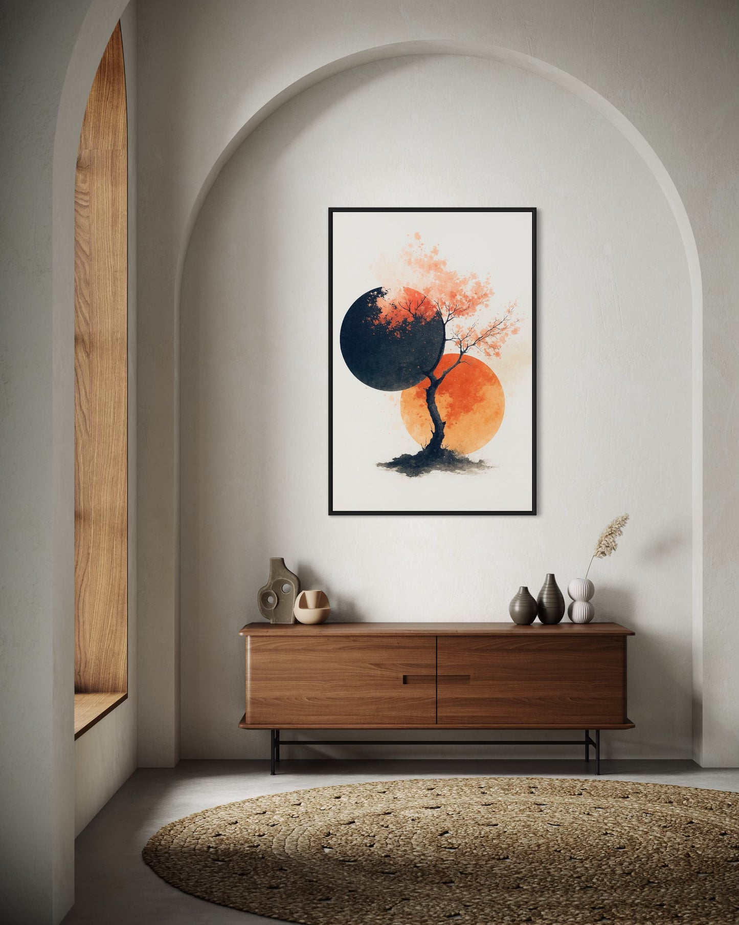 Abstract Cherry Blossom Tree | Modern Japanese Style Wall Art | 2:3 Digital Print PDF
