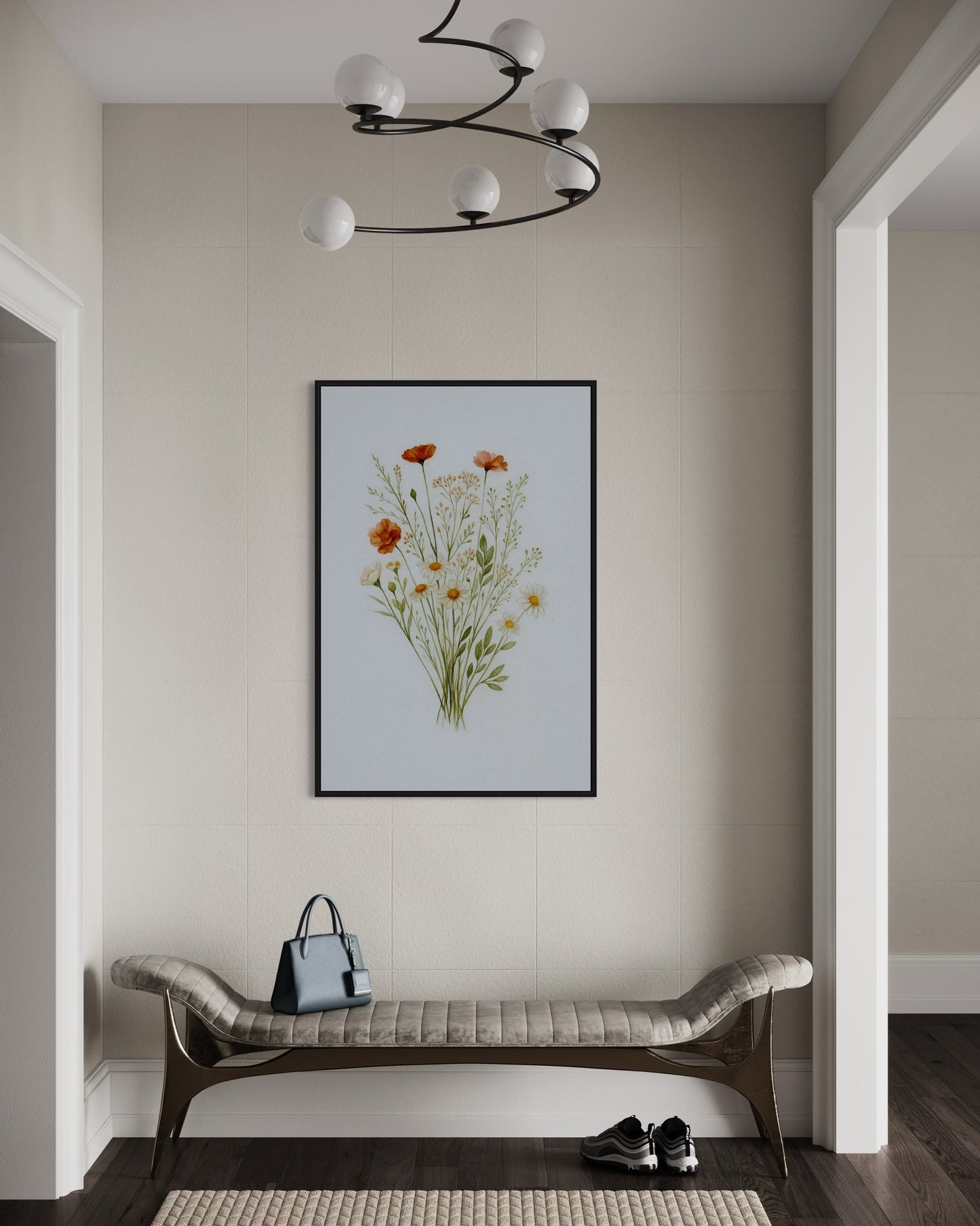 Wildflower Bouquet Printable Wall Art | Botanical Watercolor Digital Download | Minimalist Floral Home Decor