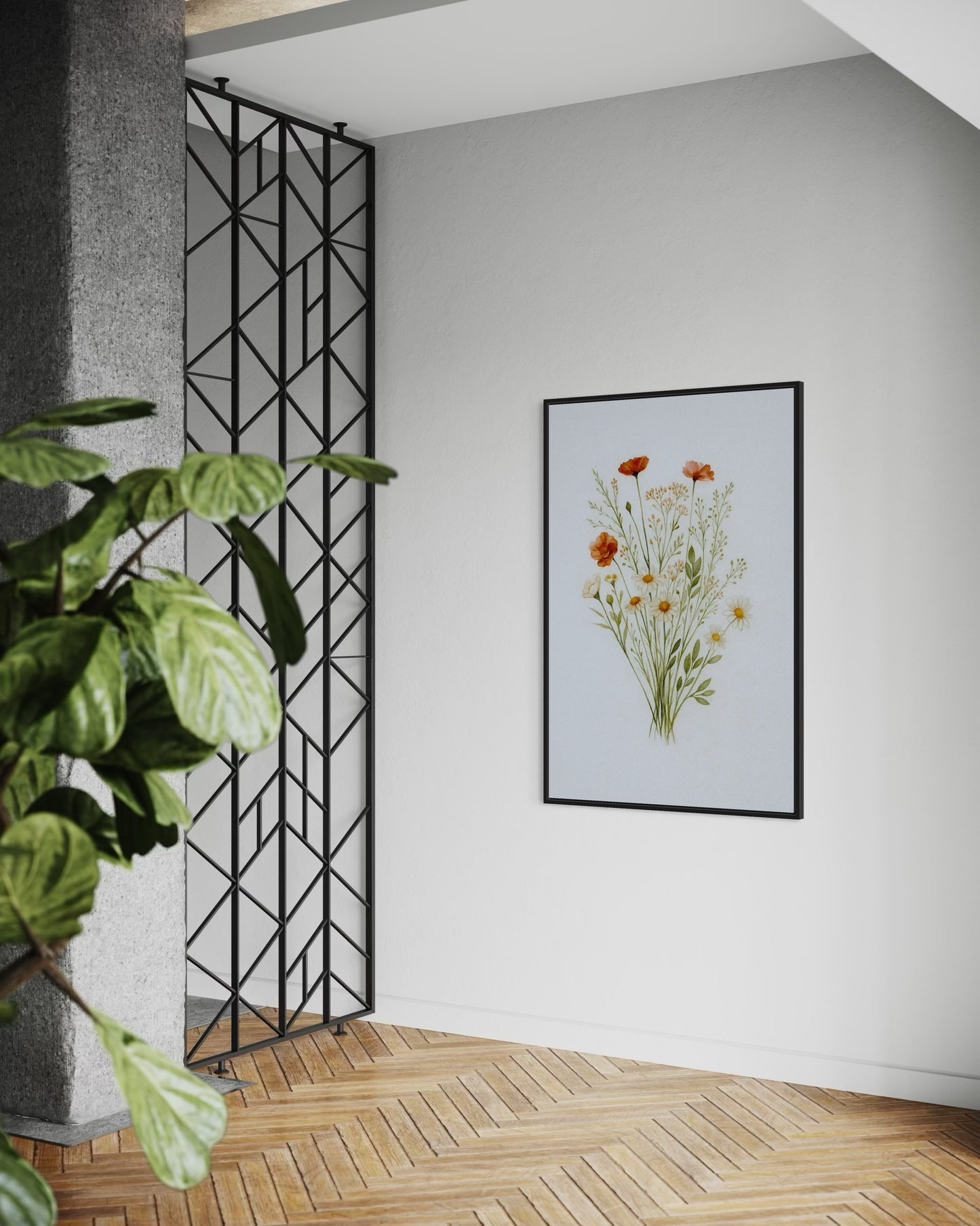Wildflower Bouquet Printable Wall Art | Botanical Watercolor Digital Download | Minimalist Floral Home Decor