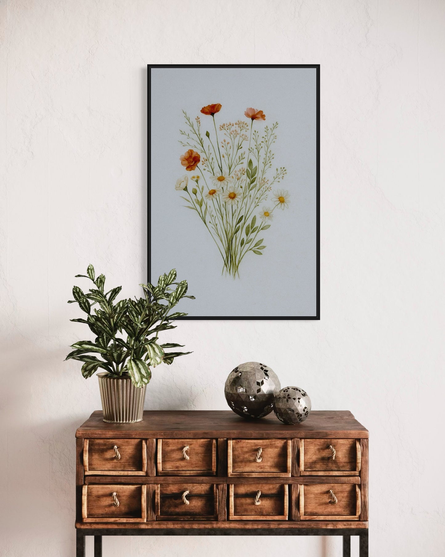Wildflower Bouquet Printable Wall Art | Botanical Watercolor Digital Download | Minimalist Floral Home Decor