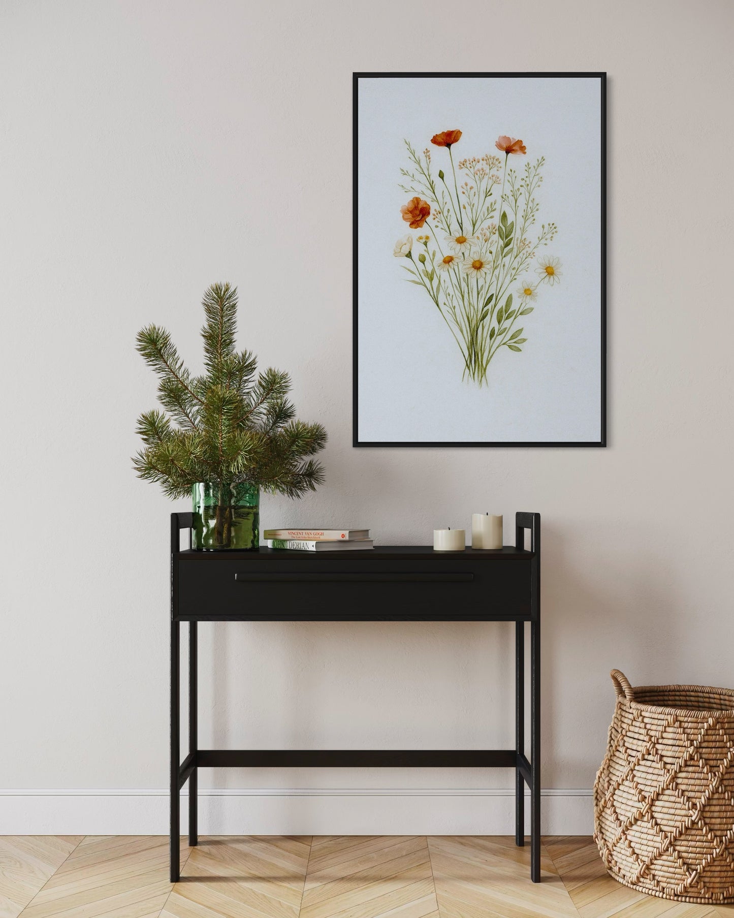 Wildflower Bouquet Printable Wall Art | Botanical Watercolor Digital Download | Minimalist Floral Home Decor