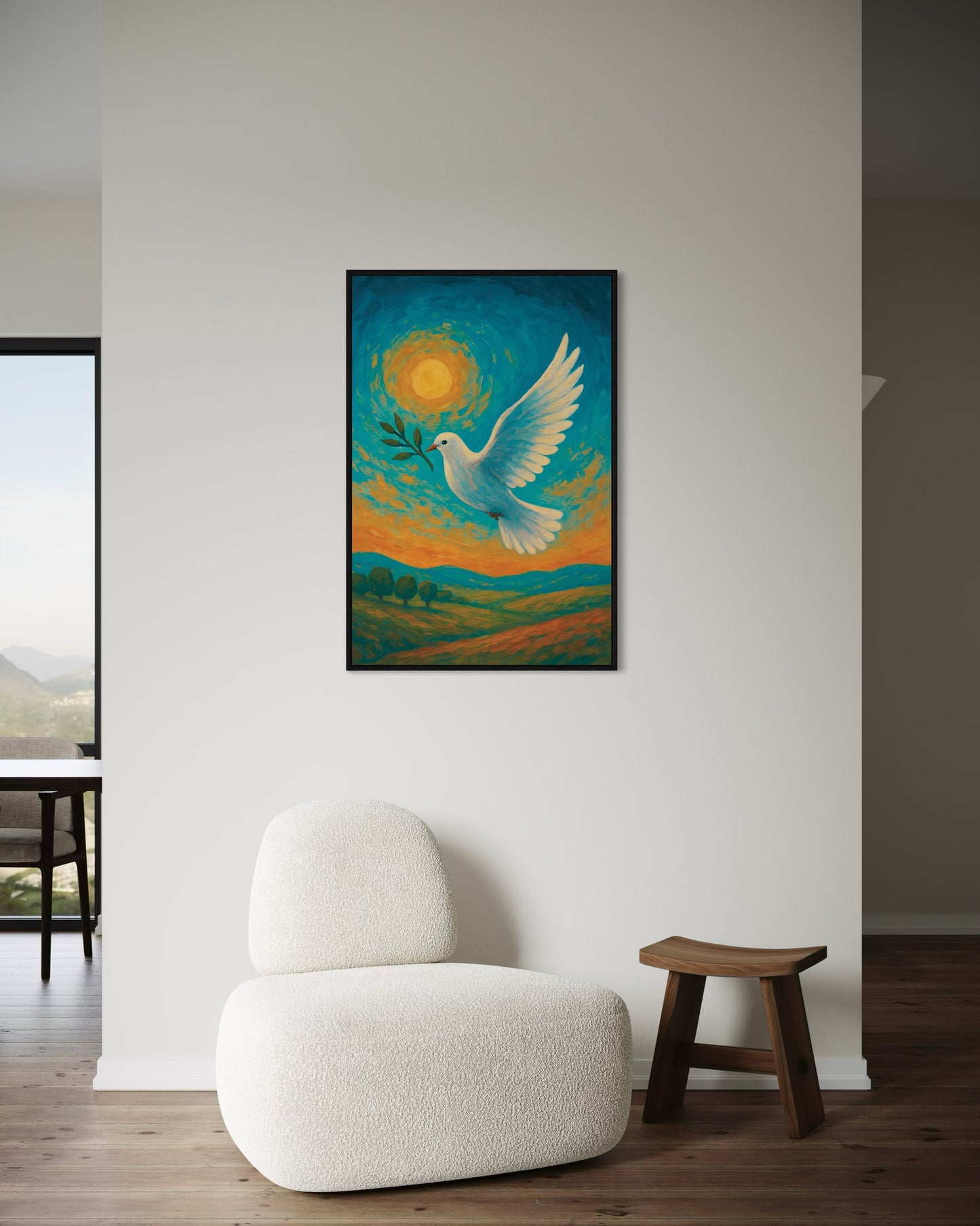 Peace Dove Printable Wall Art | Inspirational Sky & Sun Decor | 2:3 Ratio Digital Download
