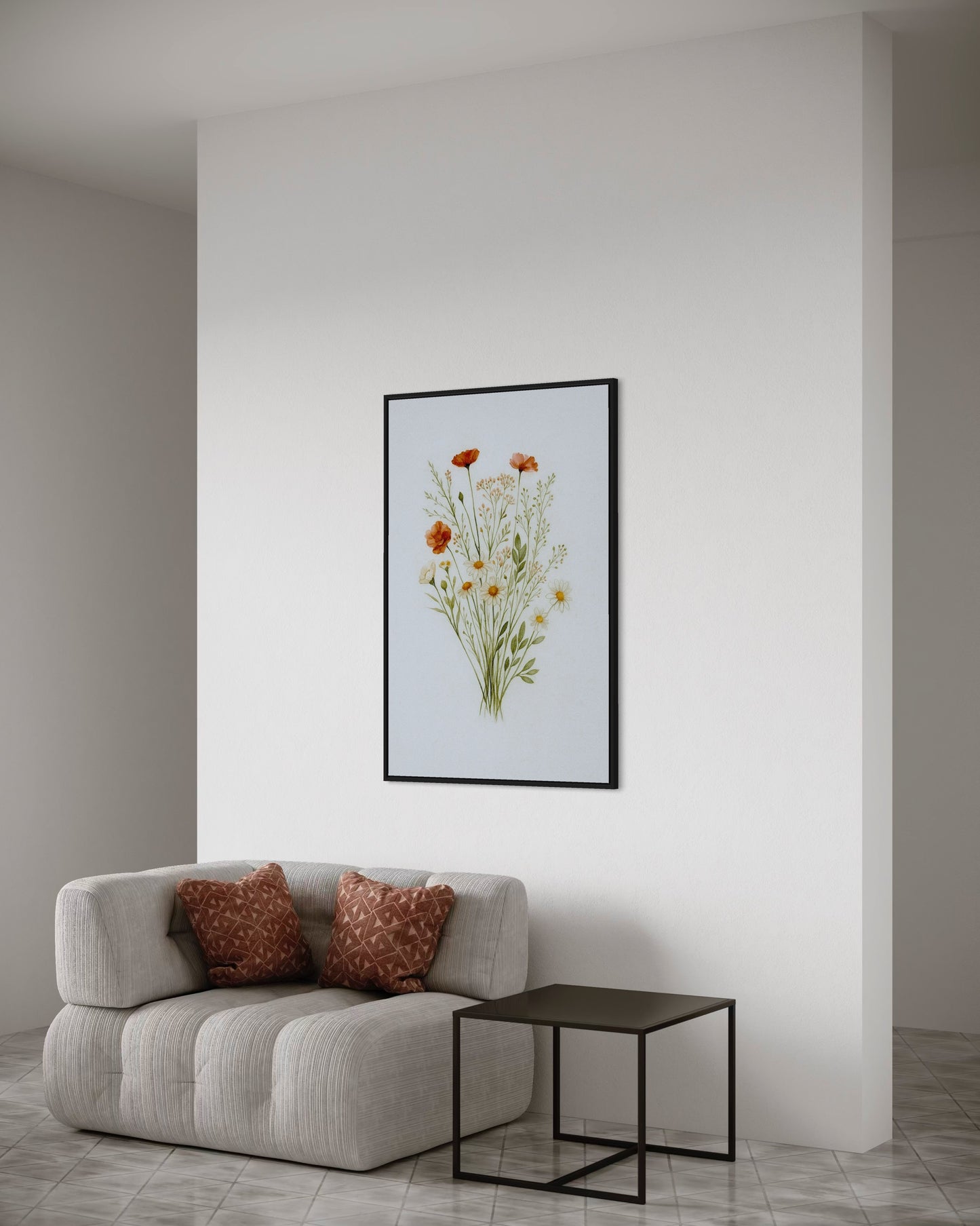 Wildflower Bouquet Printable Wall Art | Botanical Watercolor Digital Download | Minimalist Floral Home Decor