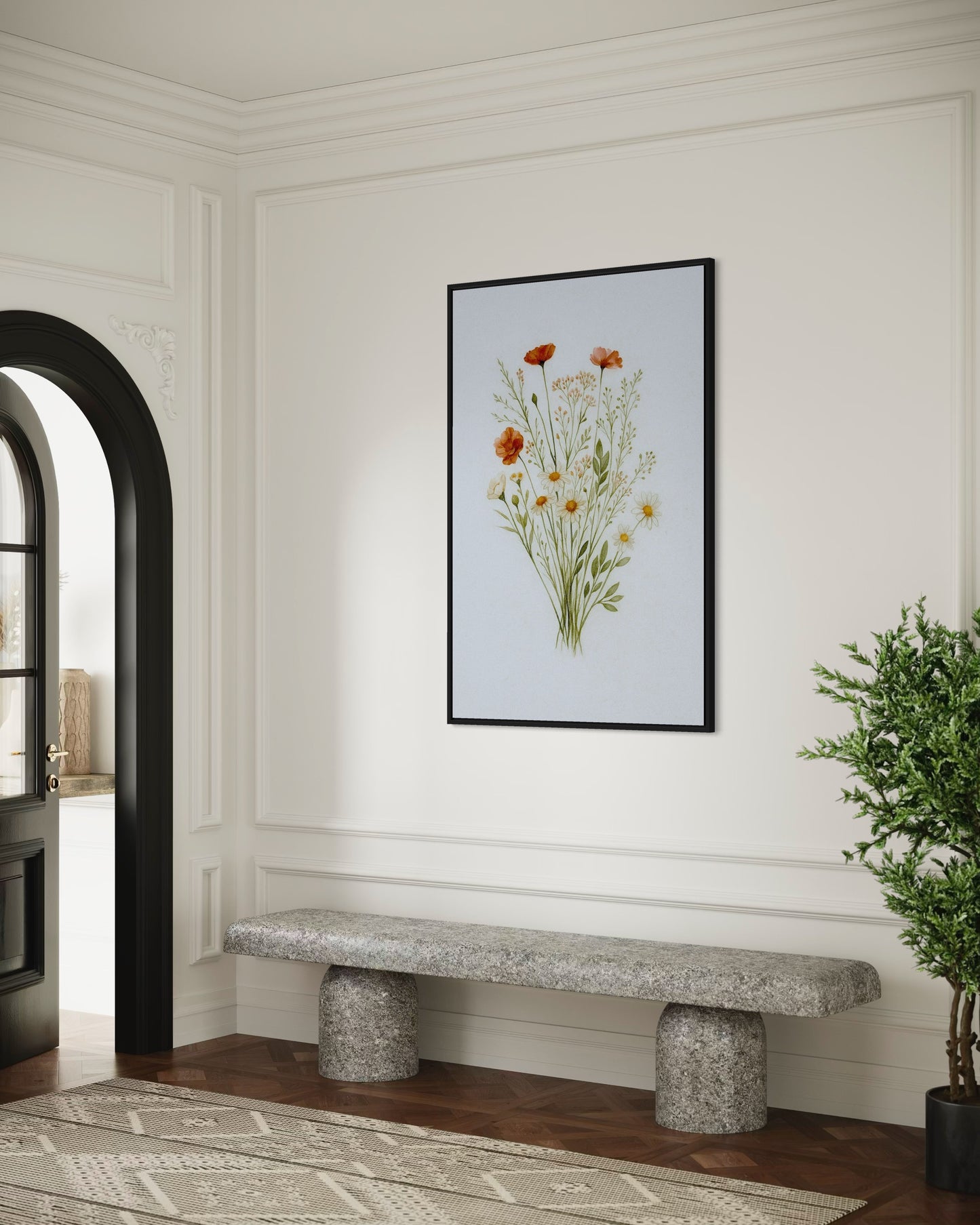 Wildflower Bouquet Printable Wall Art | Botanical Watercolor Digital Download | Minimalist Floral Home Decor