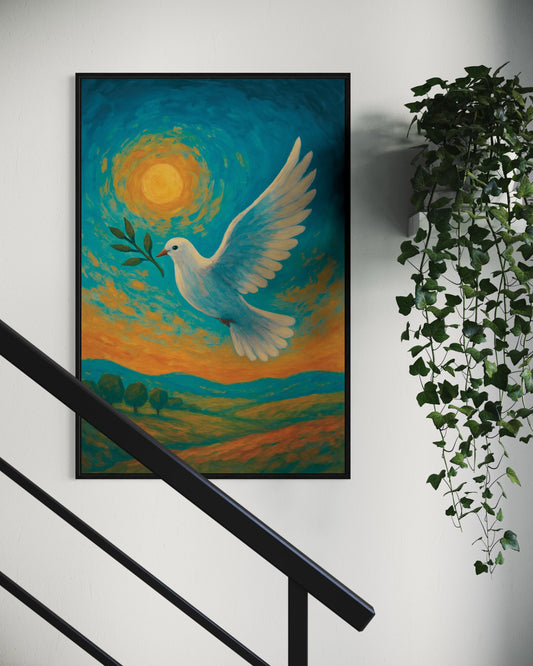 Peace Dove Printable Wall Art | Inspirational Sky & Sun Decor | 2:3 Ratio Digital Download
