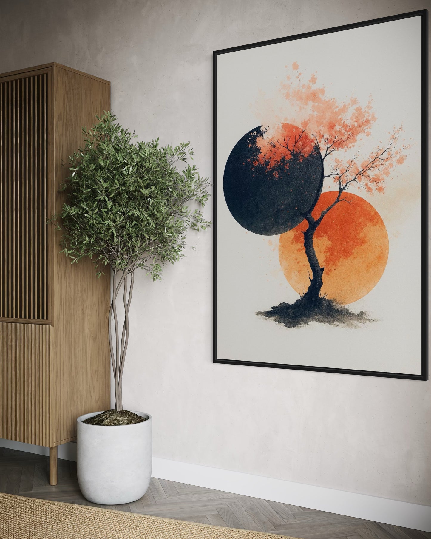 Abstract Cherry Blossom Tree | Modern Japanese Style Wall Art | 2:3 Digital Print PDF